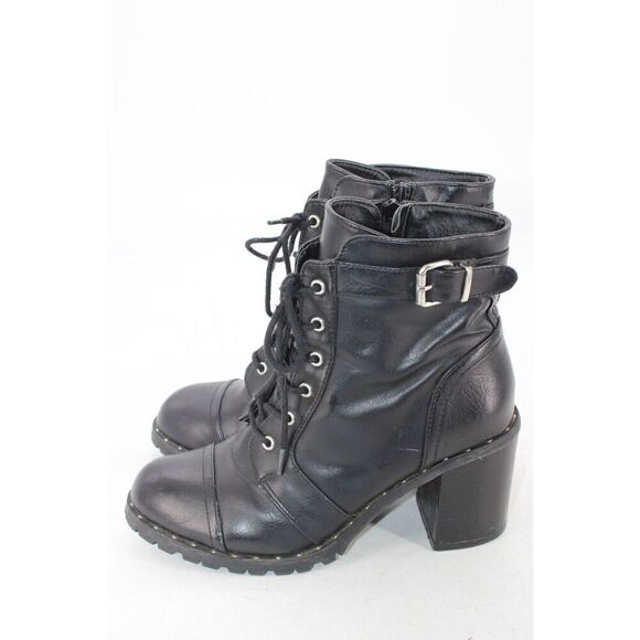 Diba Carryn Combat Boots Size 9m Black Heel 3" - Picture 8 of 10